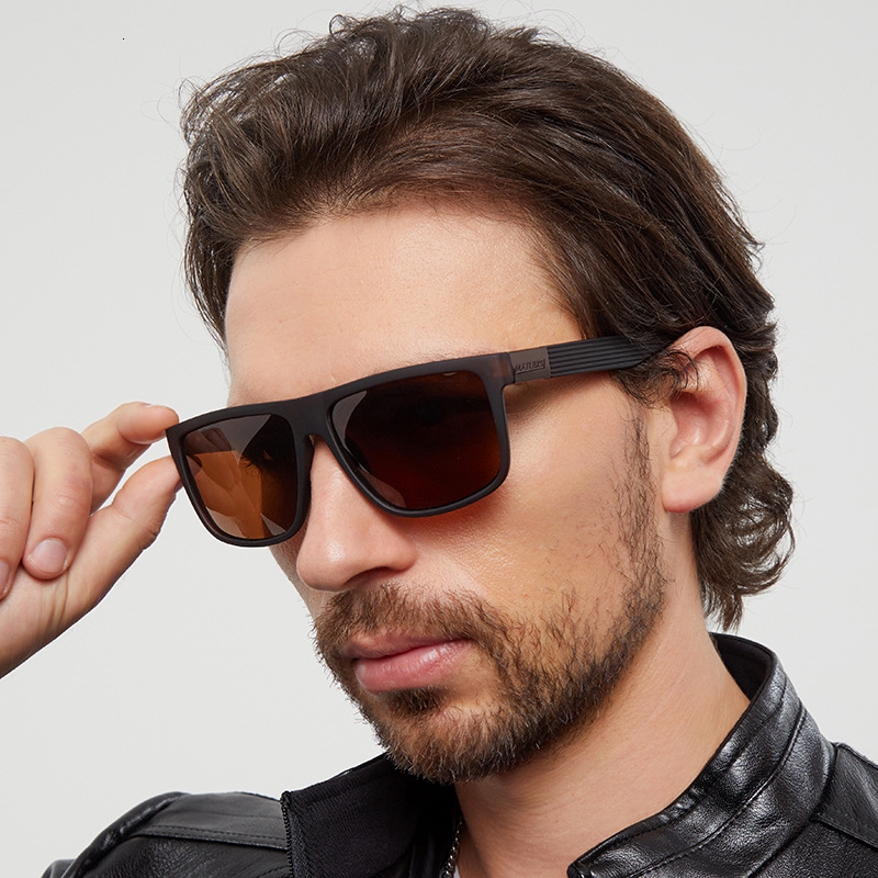 Vintage Square For Men Fashion Driving Polarized European And American Style Personality Anti-Glare Sunglasses Wholesale Retro Fashion Large Frame S