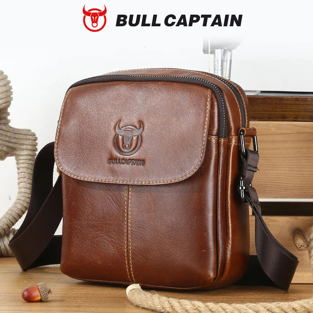 BULLCAPTAIN Leather Mens Messenger Bag Business Shoulder Bags Suitable For 79 Inch Ipad Mini High Quality Male Crossbody Bages 260618