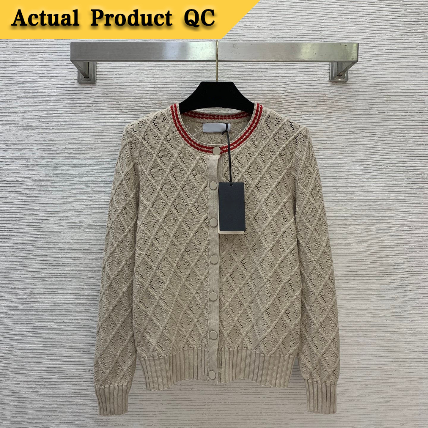 Marque de créateur de luxe veste tricotée flocons d'avoine géométrique point ouvert pull sweat femmes Preppy manchette côtelée Cardigans robes ex