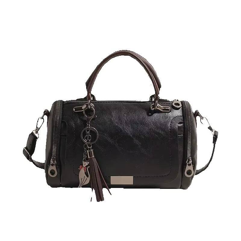 New Easy to Wear Retro Fashion Single Shoulder Slant Cross Boston Pillow Bag Large Capacity Women's Handbag A209