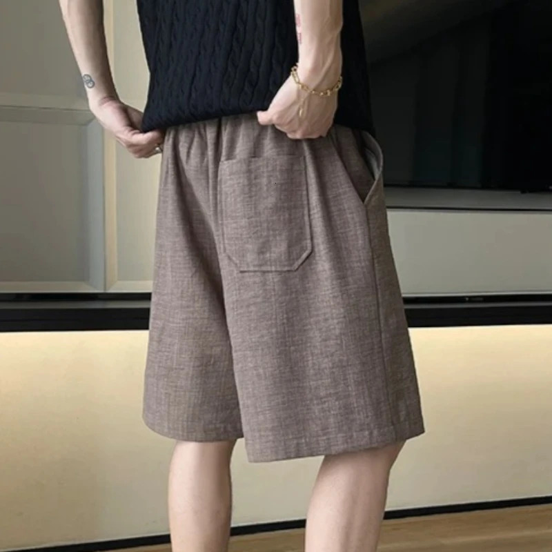 Faux Linen Trousers Shorts For Mens Summer Lazy and Relaxed Ice Silk Pants Cool Breathable Casual Cotton 260624
