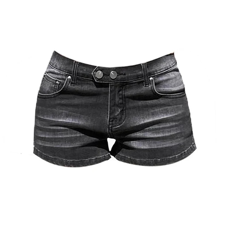 Summer Grey Denim Shorts for Women Low Waist Mini Jeans 2000s Vintage 90s Y2k Emo Cowboy Short Pants Harajuku Clothes 260623