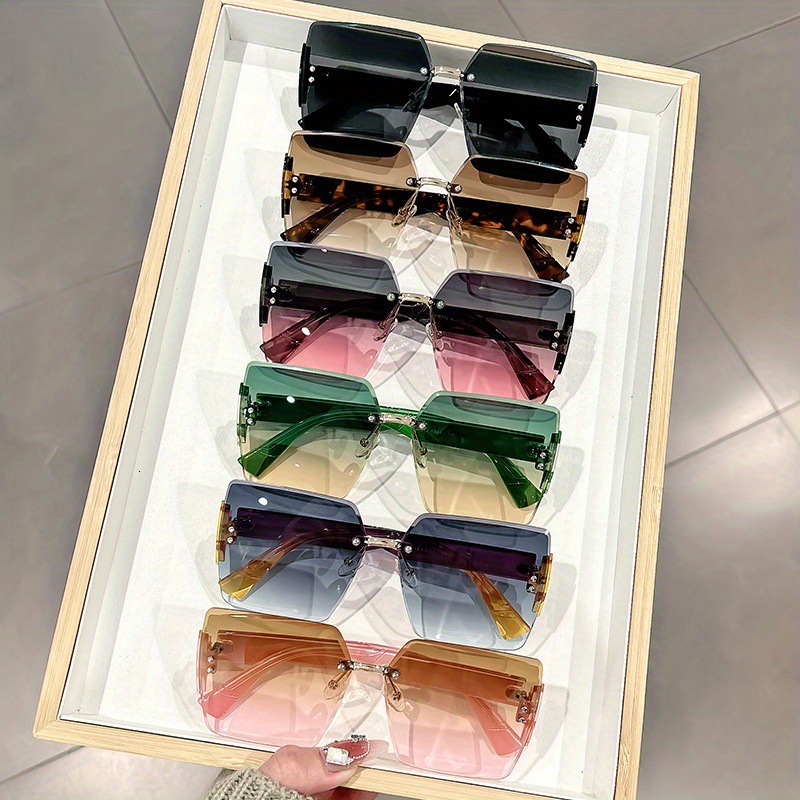 New Women's Frameless Sunglasses, American-Style Square Cut-Edge, Designer Fashionable And Trendy, Unique Street Style, Versatile Sunglasses Fo