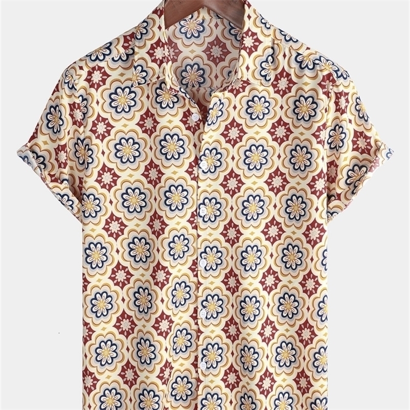 Mens Striped Casual Holiday Short Sleeve Shirt Hawaiian Shirt Summer Spring Lapel Button Down 260623