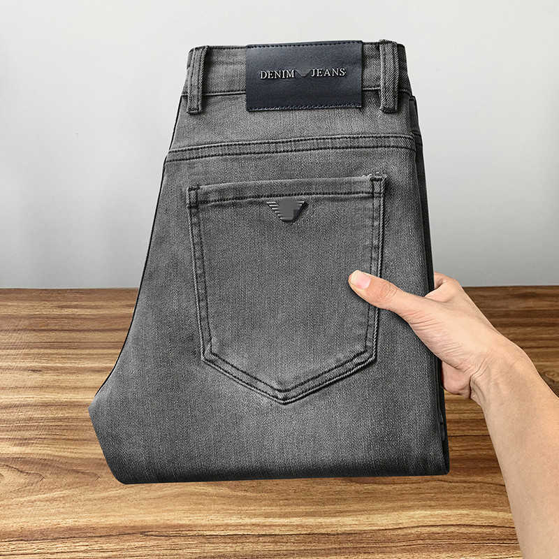 Autumn and Winter Mens Jeans Korean Edition Small Foot Elastic Slim Fit High end European Brand AJ Grey Pants L26624