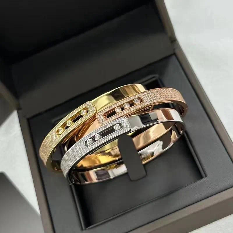 Bracelet luxury jewerly designer for women Bangle baby Move Three Diamond Sliding Diamond Bracelet Fashion Versatile silver Gold Bracelet Luxury Dyn
