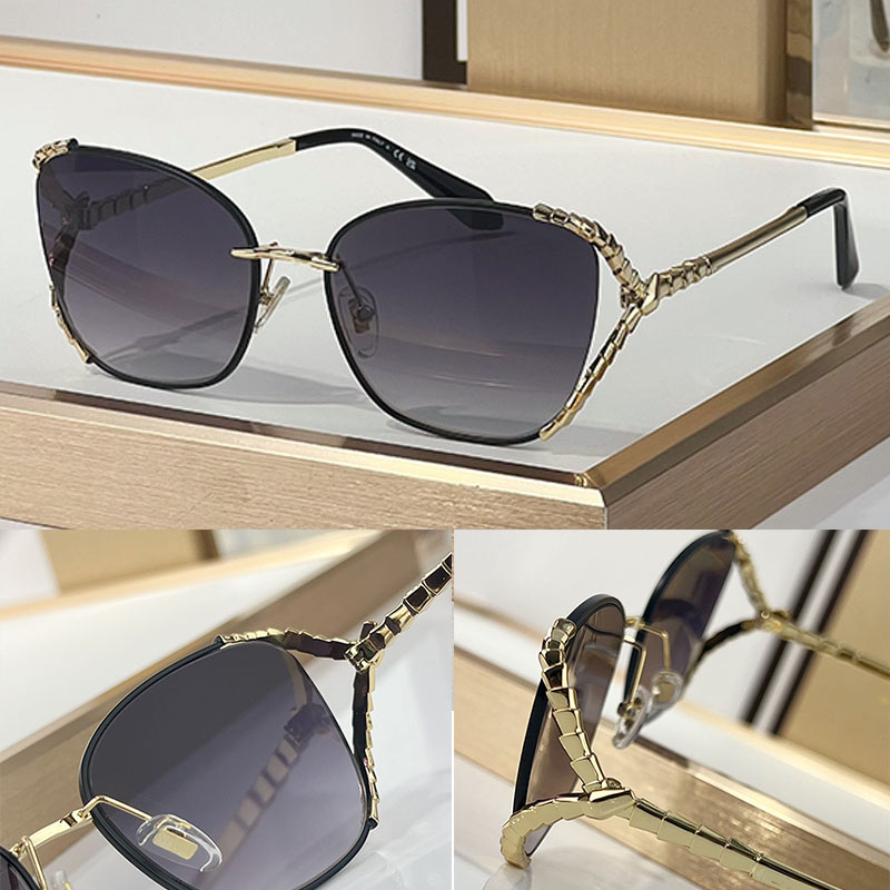 Designer Square Sunglasses For Womens BV40081U Luxury Viper Metal Mirror Legs Outdoor UV Protection Fashion Hollow Frame Design