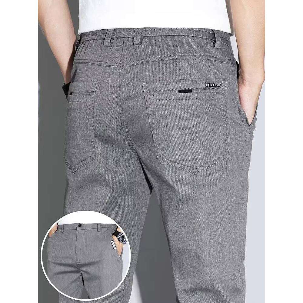 2025 New Men's Casual Pants Spring Summer Thin Business Straight Cotton Stretch Classic Work Trousers Korean Brand Clothing W260624