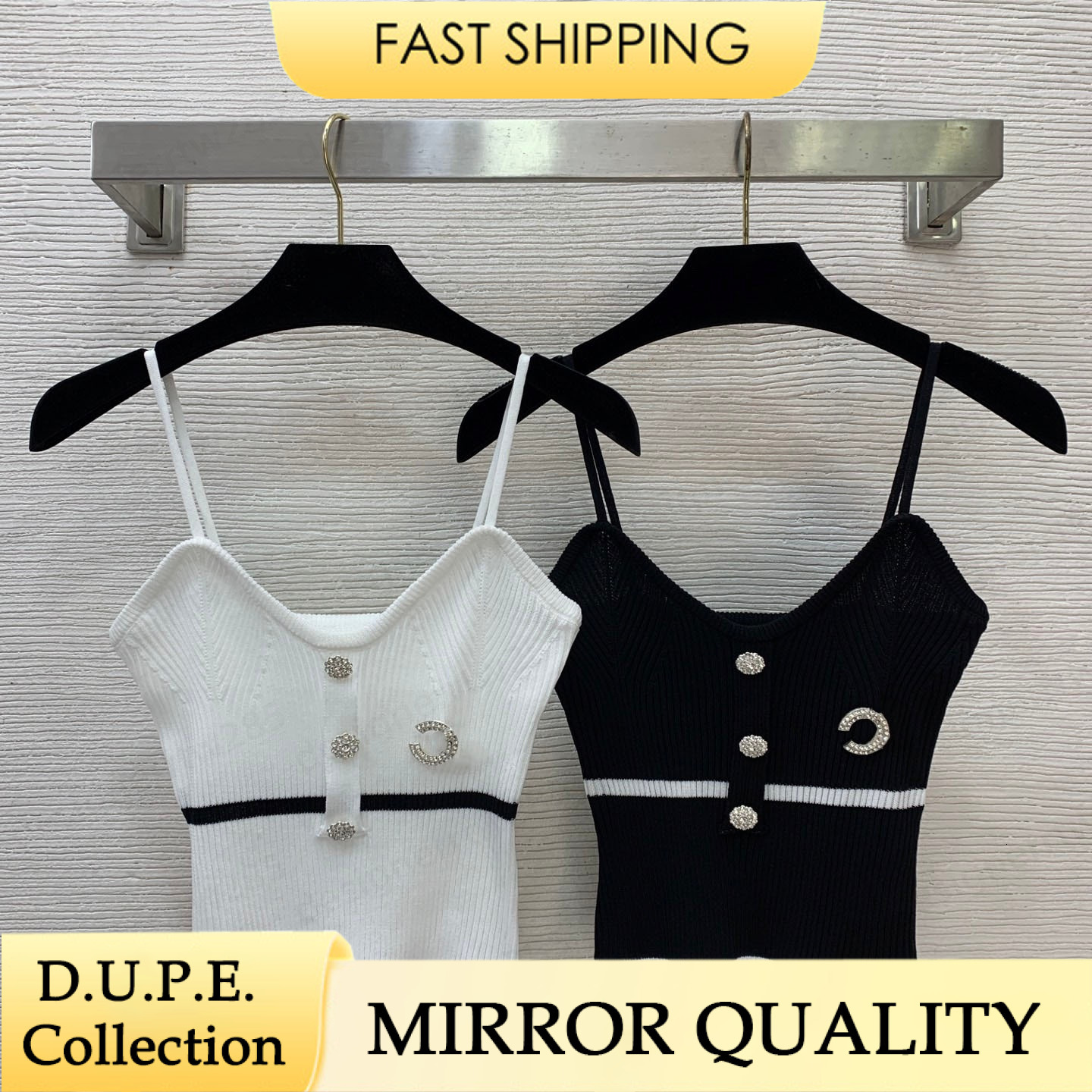 Luxury Knitted Camisole Rhinestone Crystal Top Women Classic Striped Tank Tops Summer Sexy Spaghetti Strap Cami Female Crop Vest Blouse Vetement