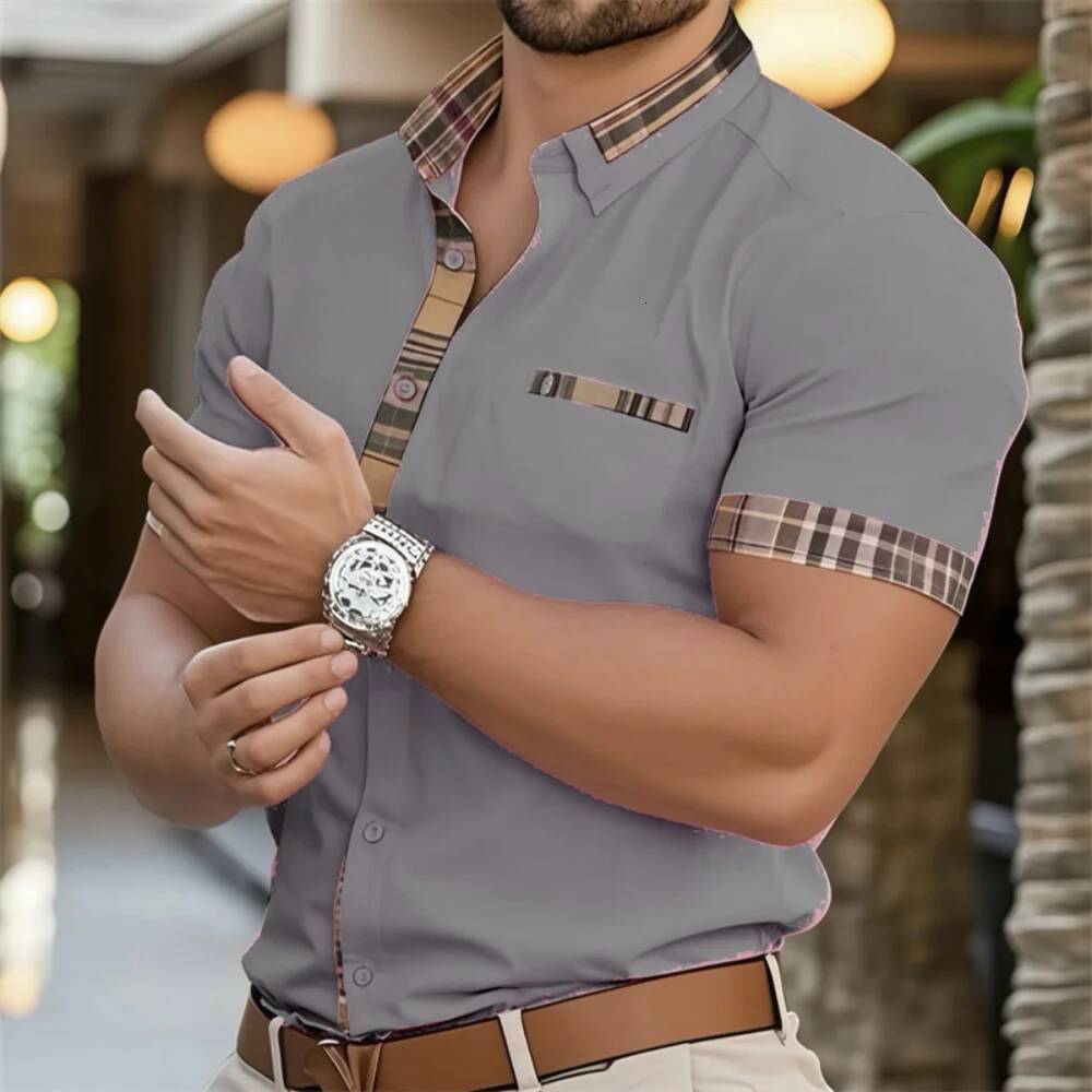 New DesignBusiness Lapel Office Outdoor Street Shirt Soft And Comfortable Top Casual Men 's Short Sleeved Tops