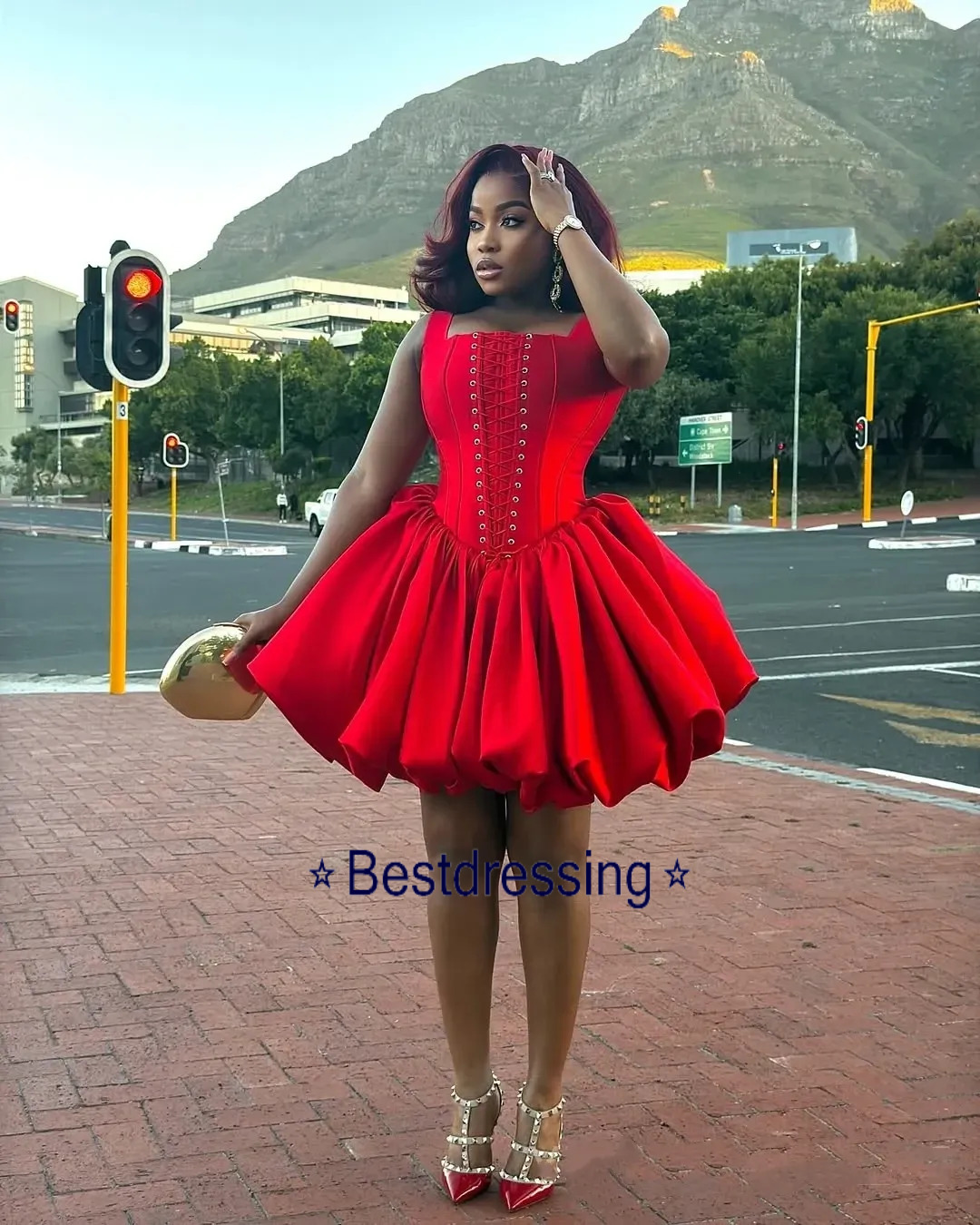 New Mini Short Aso Ebi Red Prom Homecoming Dress 2026 Strap Evening Pageant Gowns For Birthday Party Graduation Vestidos De Feast Bd624