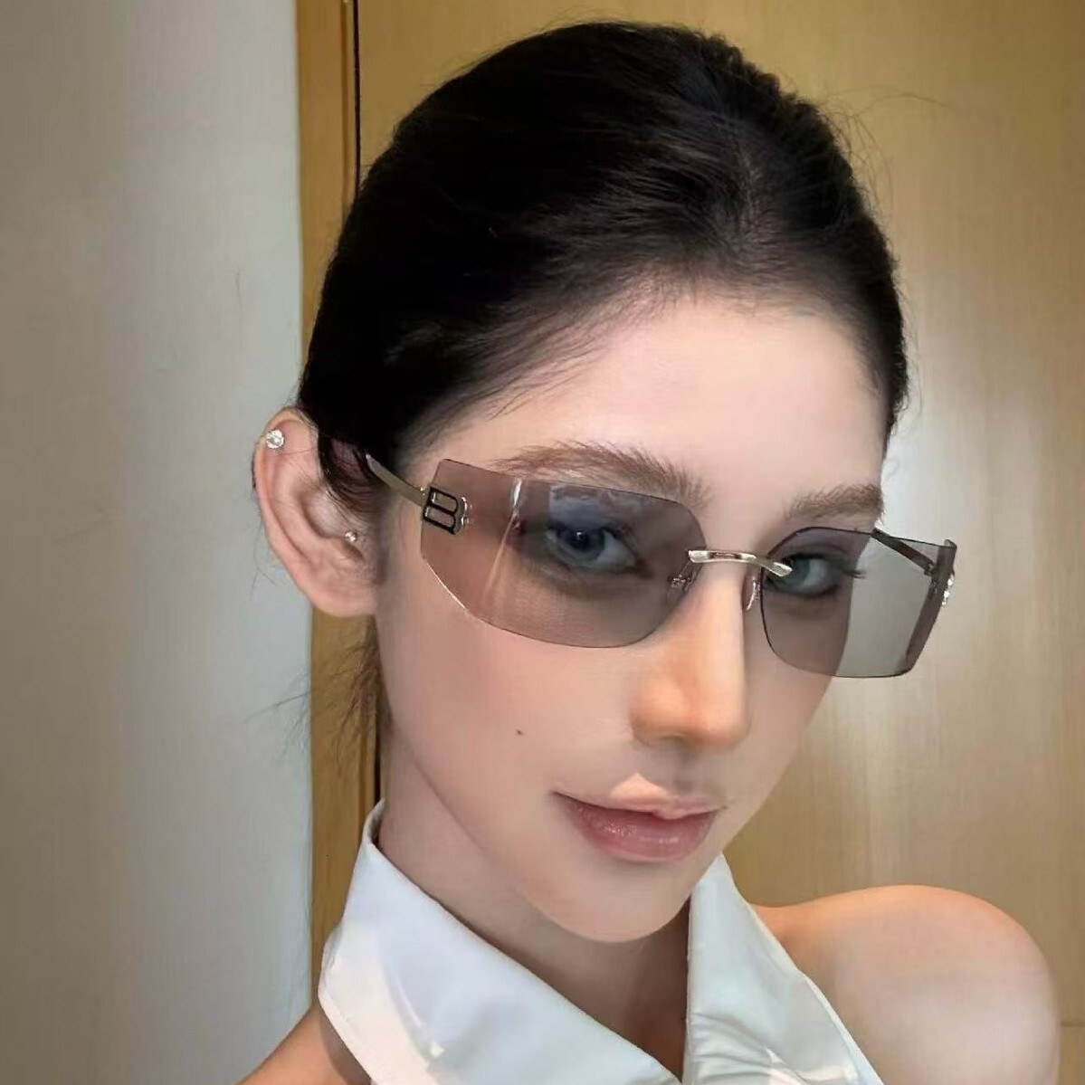 Premium Brand Designer Sunglasses 2026 New Frameless High-End UV Protection Street Style Sunglasses, Unisex, Versatile, Fashionable And Cool