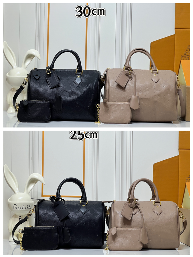 M24426 M24424 Black Embossed Leather Pillow Boston tote Designer Bag Handbag Purse SPeedyP9 Soft 30 Bag 10A Crossbody Shoulder Bag Unisex 25cm lette