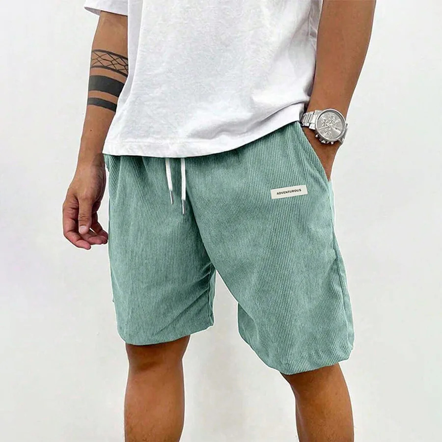 2026 Summer Men Corduroy Sweatpants Casual Shorts Mens Beach Shorts Basketball Short Trousers Solid Color Label Sportswear Men 260623