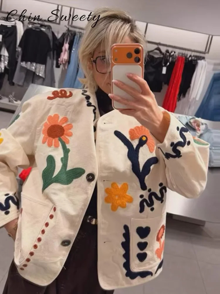 Fashion Womens Printed Thin Jacket Loose O-neck Single Breasted Long Sleeve Pockets Coat 2026 Spring Summer Lady Casual Jackets 260623
