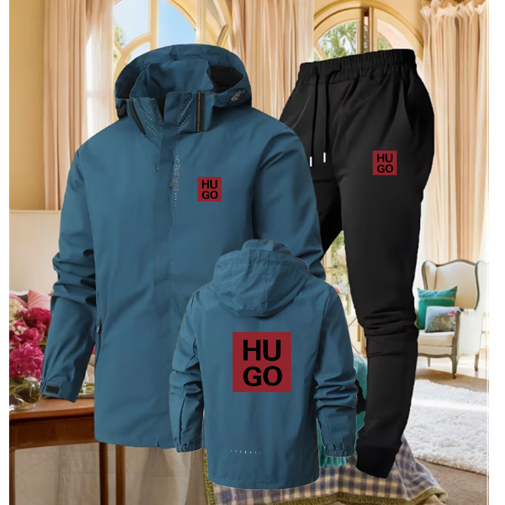 Men's Casual Sports Suit Unique Logo Print Zipper Jacket With Trousers Summer Fitness Cycling Outdoor And Daily Commute Suit