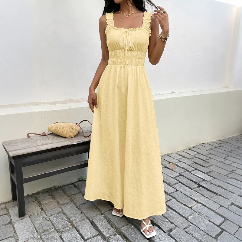 2026 Summer Sleeveless V-Neck Dress - French Vintage Style Long Dress Beach Vacation Bralette Dress for Women 260617