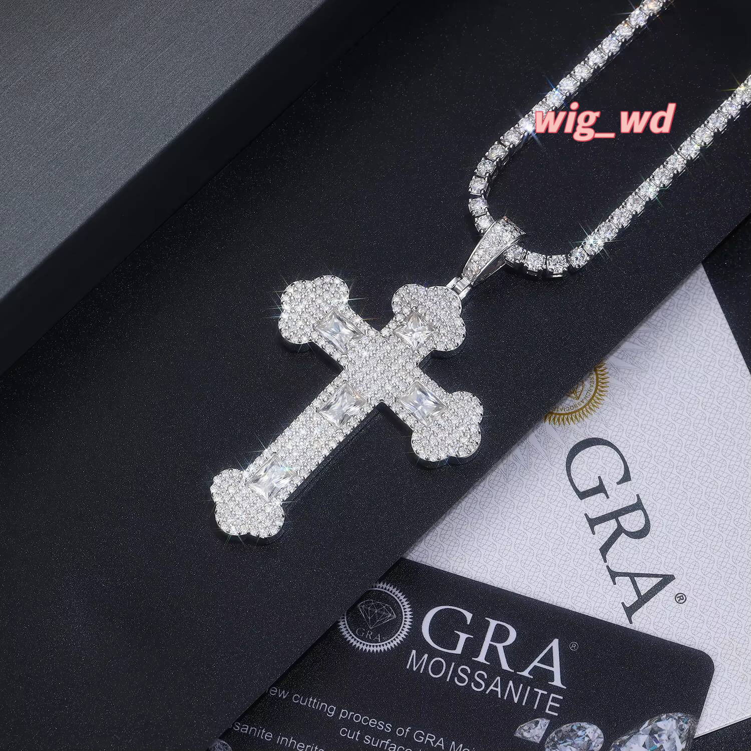 Custom 925 Sterling Silver Moissanite Cross Necklace With GRA Certificate Luxury Hip Hop Jewelry Pendant