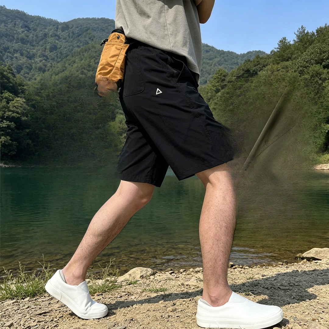 Luxury 2026 Summer Thin Fashionable Breathable New Trendy Brand Triangle Logo Shorts For Men Loose Versatile Casual Pants