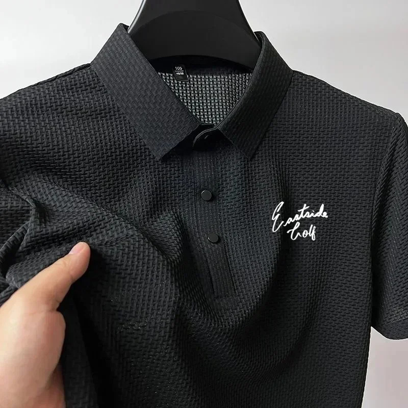 Golfshirt heren - zomerzijde van ijszijde - overhemd met revers - poloshirt met korte mouwen - golfkleding - zakelijk T-shirt voor heren 260623