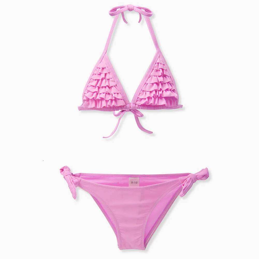 Solid Bandage Bikini Set New Summer Multi Falbala Kids Girls Swimwear Swimsuit Children Biquini Infantil Bathing Suit W260624