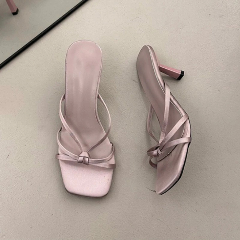 2026 Summer Solid Color Womens Sandals Sexy Open Toe High Heels Elegant Slip-on Party Dress Slippers Plus Size 260624