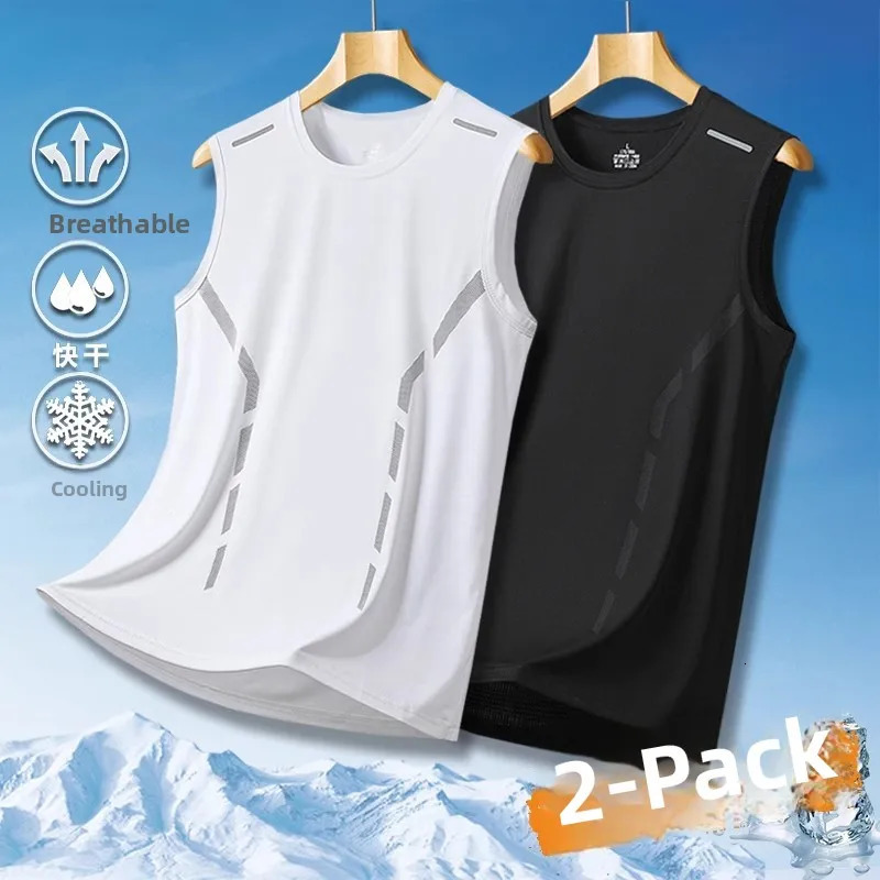 Ice Silk Quick Dry Vest Mens Summer Fashion Large Size Wide Shoulder Sleeveless T-Shirt Sports Camisole Sweatshirt 260623