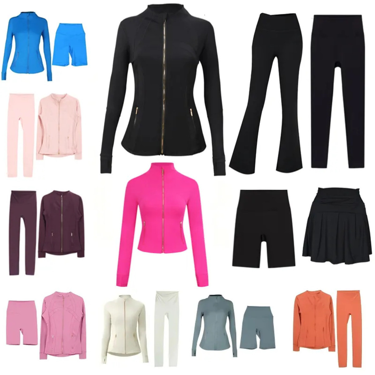 2026 Gym Clothe Set Cropped outdoor Jacket Leggings Flared Pants Sets Ourtdoor Sports Jackets Elastic Sportswear Outfits Suits Trac Free Shipping
