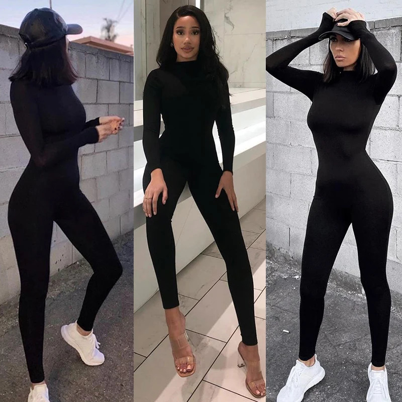 Fall Women Sexy Jumpsuit Streetwear Long Sleeve Bodycon Solid Sport Fitness Jumpsuits Romper Overalls For Women Body suit 260623