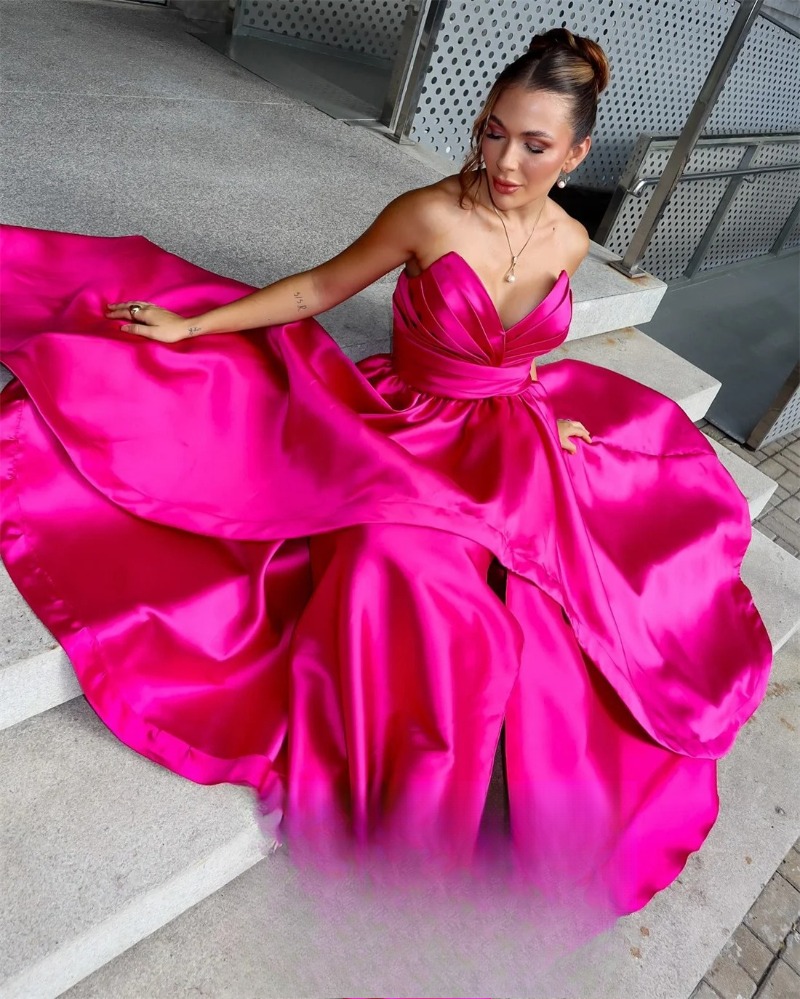 Lorrtta Satin Sweetheart Pink Ball Gowns Evening Dresses 2026 Prom Dress Elegant Formal Evening Draped Custom made Robe De Soiree