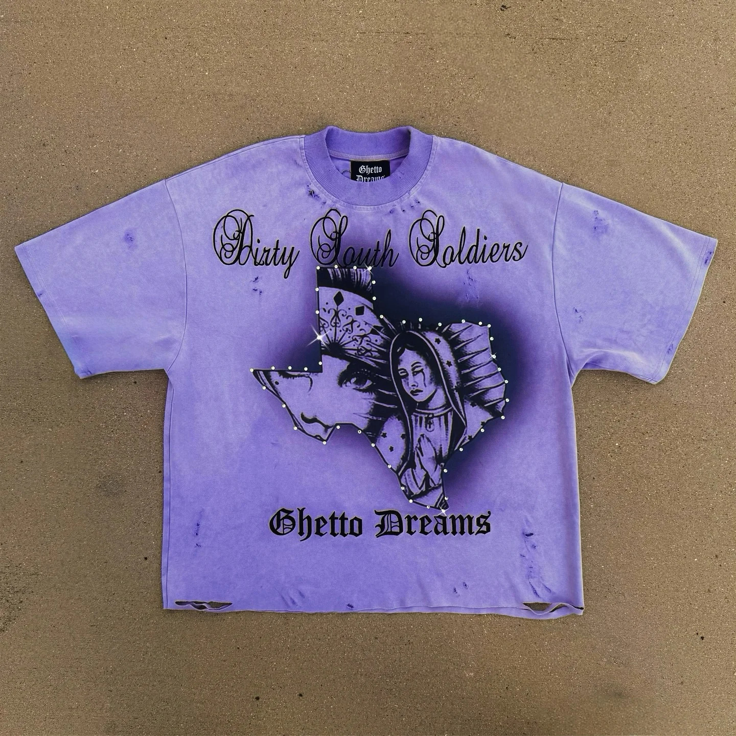 American Retro Heavy Weight Tee Gothic Break Hole Short Sleeve T-shirt Men Women Summer Street Washed Old Oversized Clothes 260622
