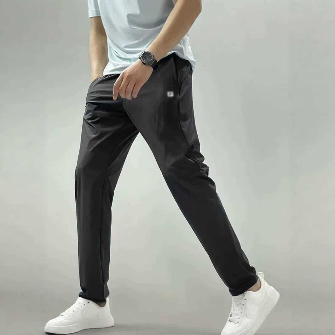High-end summer ice silk pants Feijia mens new quick-dry slim-fit casual pants mens thin cool long pants L26624