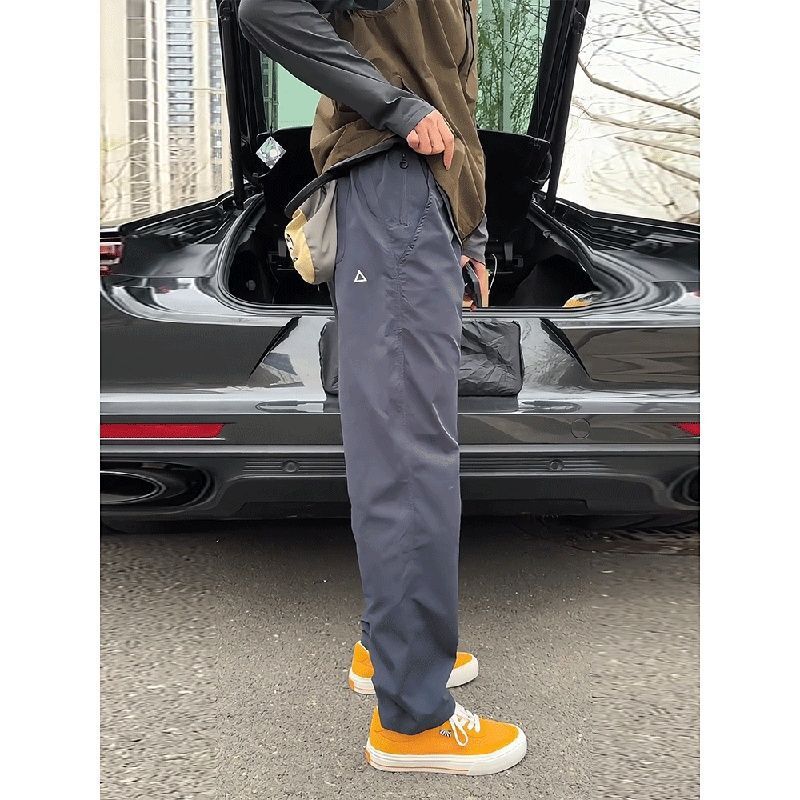 Luxury Triangle Logo Functional Cargo Men's Summer Windproof Waterproof Quick-Dry Straight-Leg Work Outdoor Hiking Mountaineering Pants