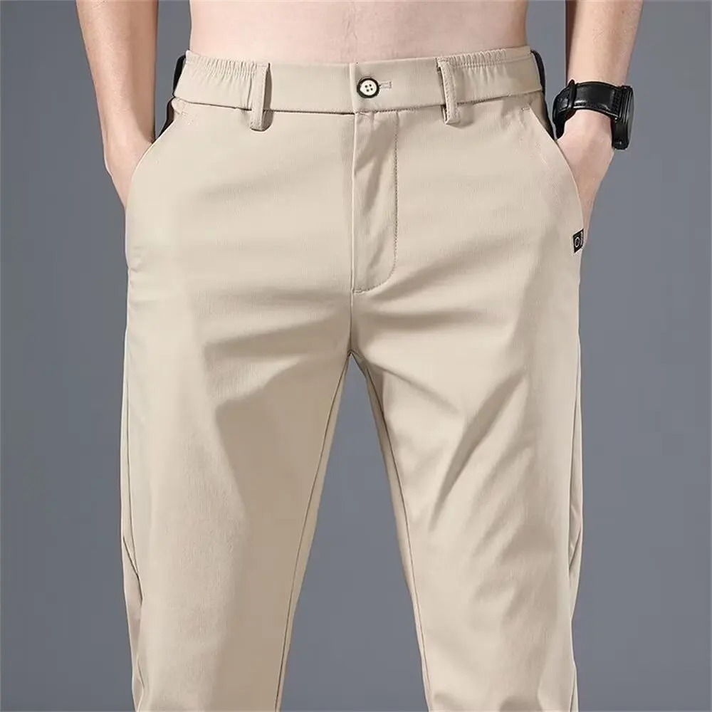 Ice Silk Mens Golf Midweight Casual Pants Sports Simple n Khaki Black Slim Straight Leg Stretch Trouse 260618