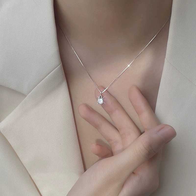 Water Zircon Drop Necklace for Women Summer Light Luxury Niche Design Geometric Collarbone Chain Titanium Steel 2026 New Trend ddmynov D260624