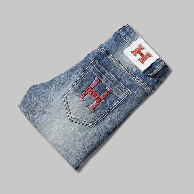 2024 Summer Thin Luxury European Jeans Mens Slim Fit Small Feet Casual Long Pants Trendy Brand High end Brand H L26624