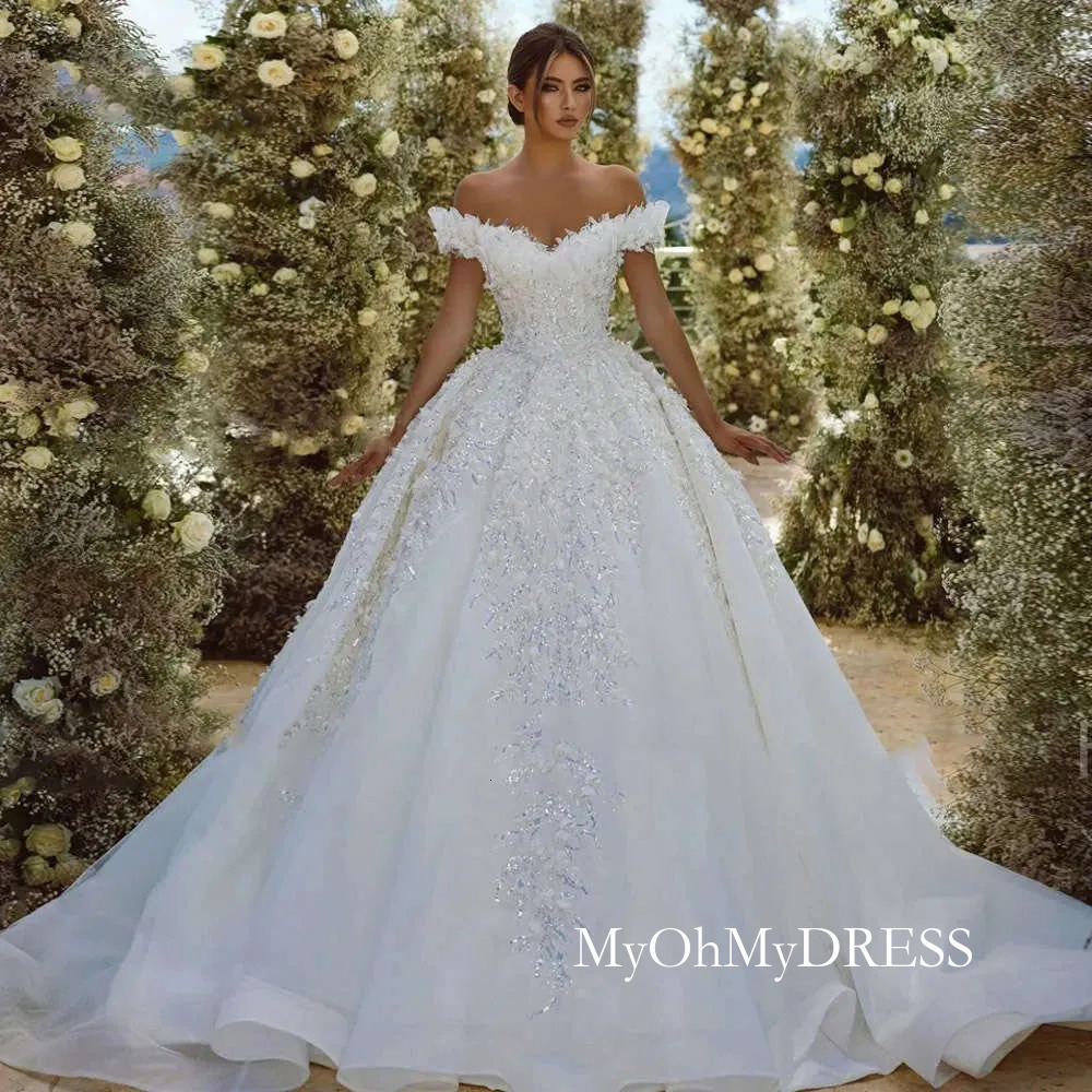 Ball Gown Princess Wedding Dresses Sweetheart Off Shoulder Bridal Gowns Tailor Made Lace Appliques Women Clothing Y624