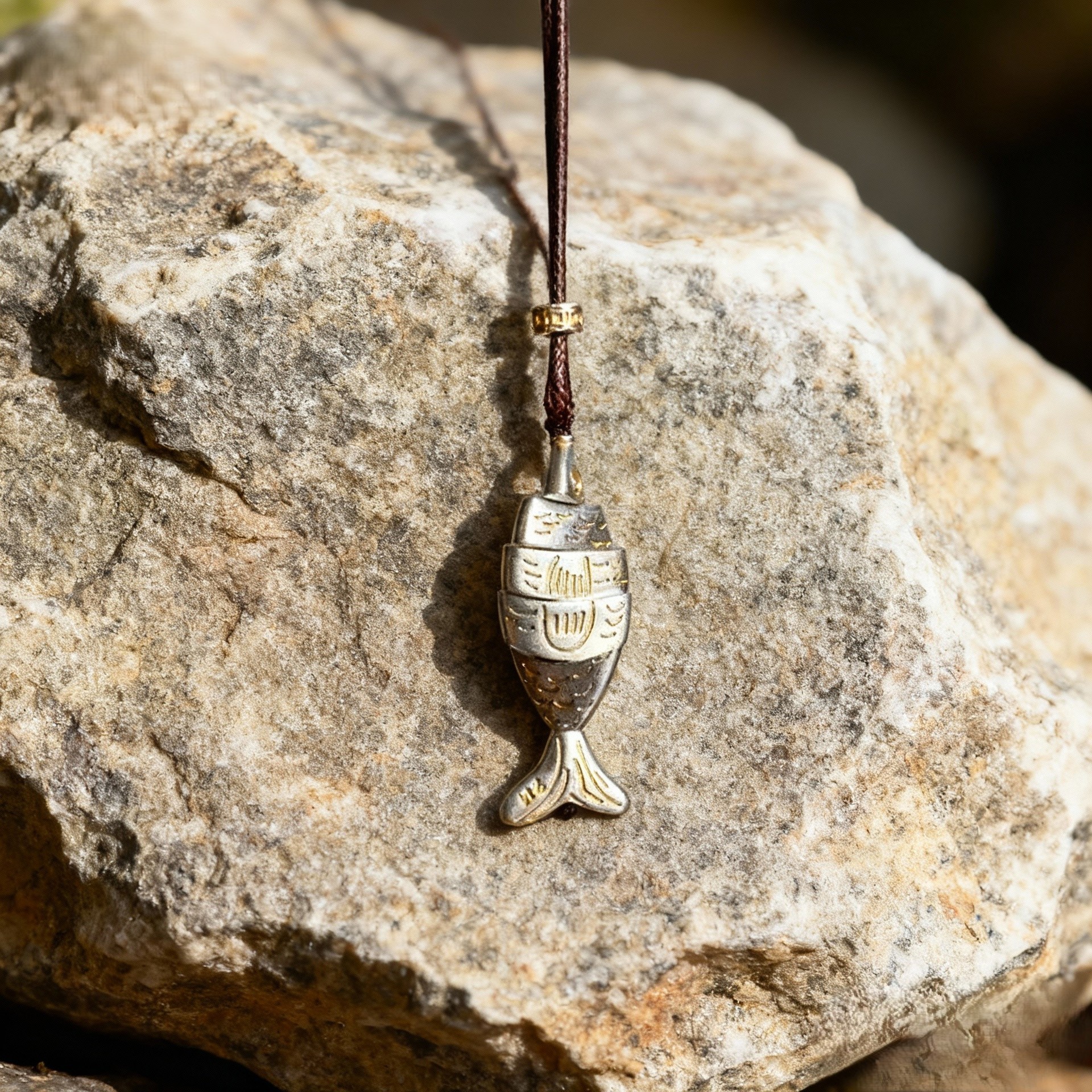 Retro Silver Plated Articulated Fish Pendant Necklace, Adjustable Leather Cord Chain, New Chinese Style Lucky Carp Jewelry for Men Women Wholesale B