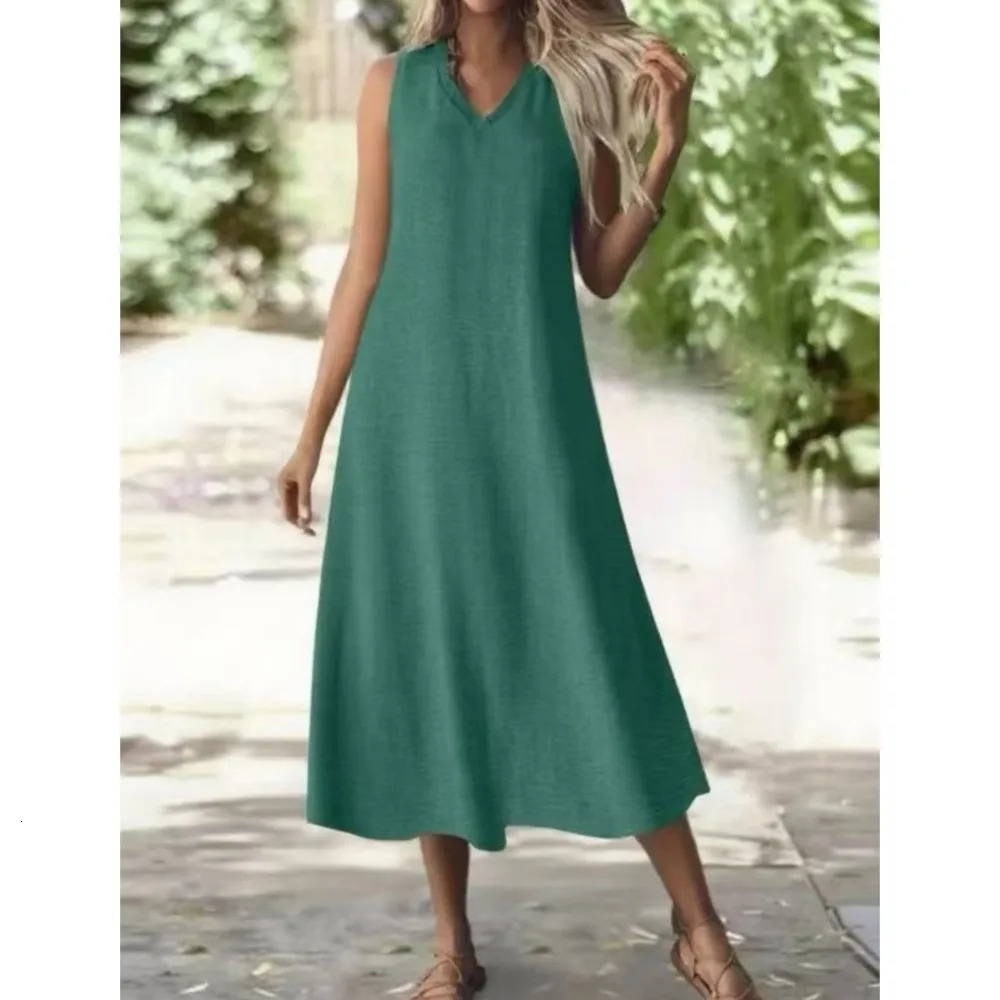 Summer Fashionable Back Zipper Slim Fit Womens Sleeveless Dress Elegant Female Vacation Long Aline Dresses 2026 260624