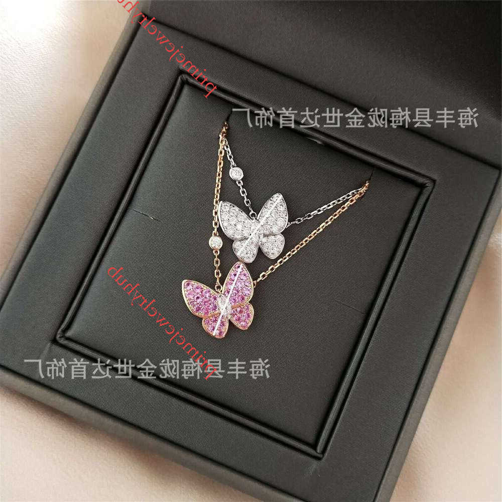 Vannes Jewerly Cleef Designer Full Diamond Butterfly Necklace For Women Rose Gold Plated Collarbone Chain White Mother-Of-Pearl Simple Luxury Niche