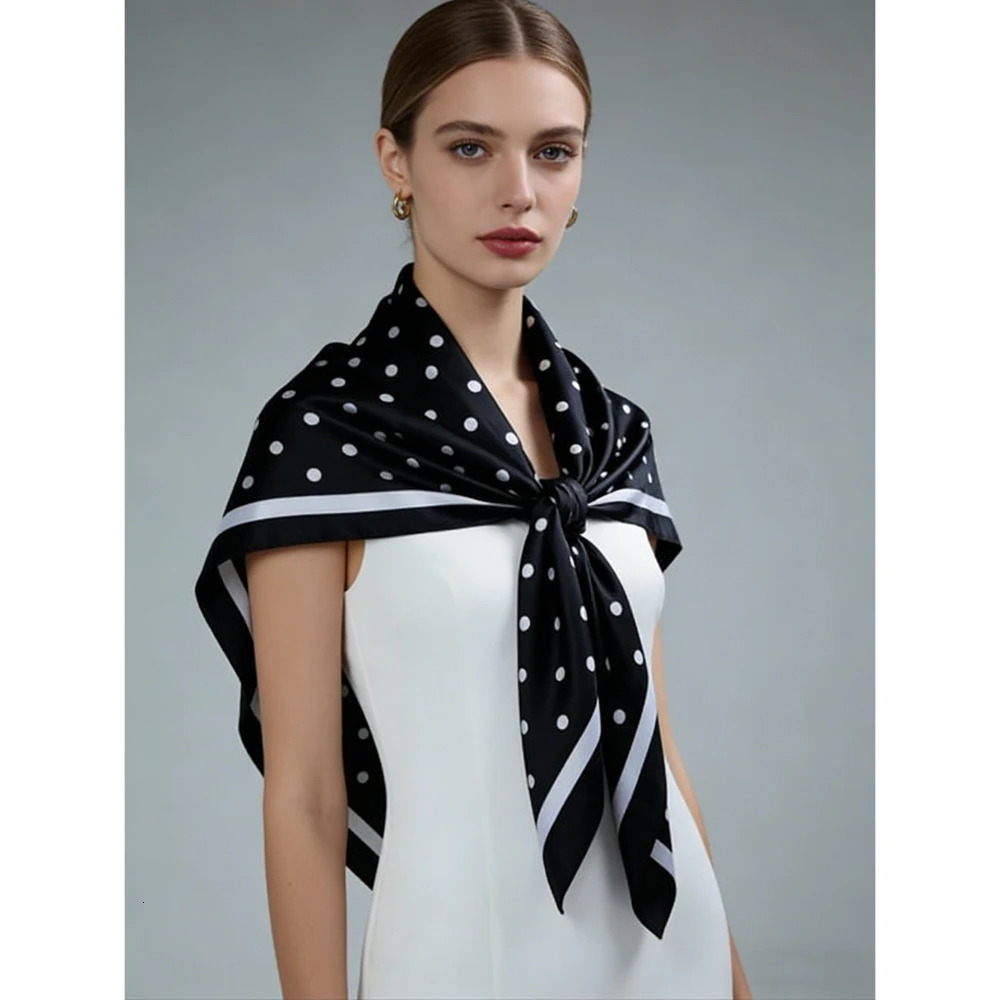 1 piece 90cm polka dot large square scarf silk scarf womens spring and summer high-end Korean version versatile thin scarf 260624