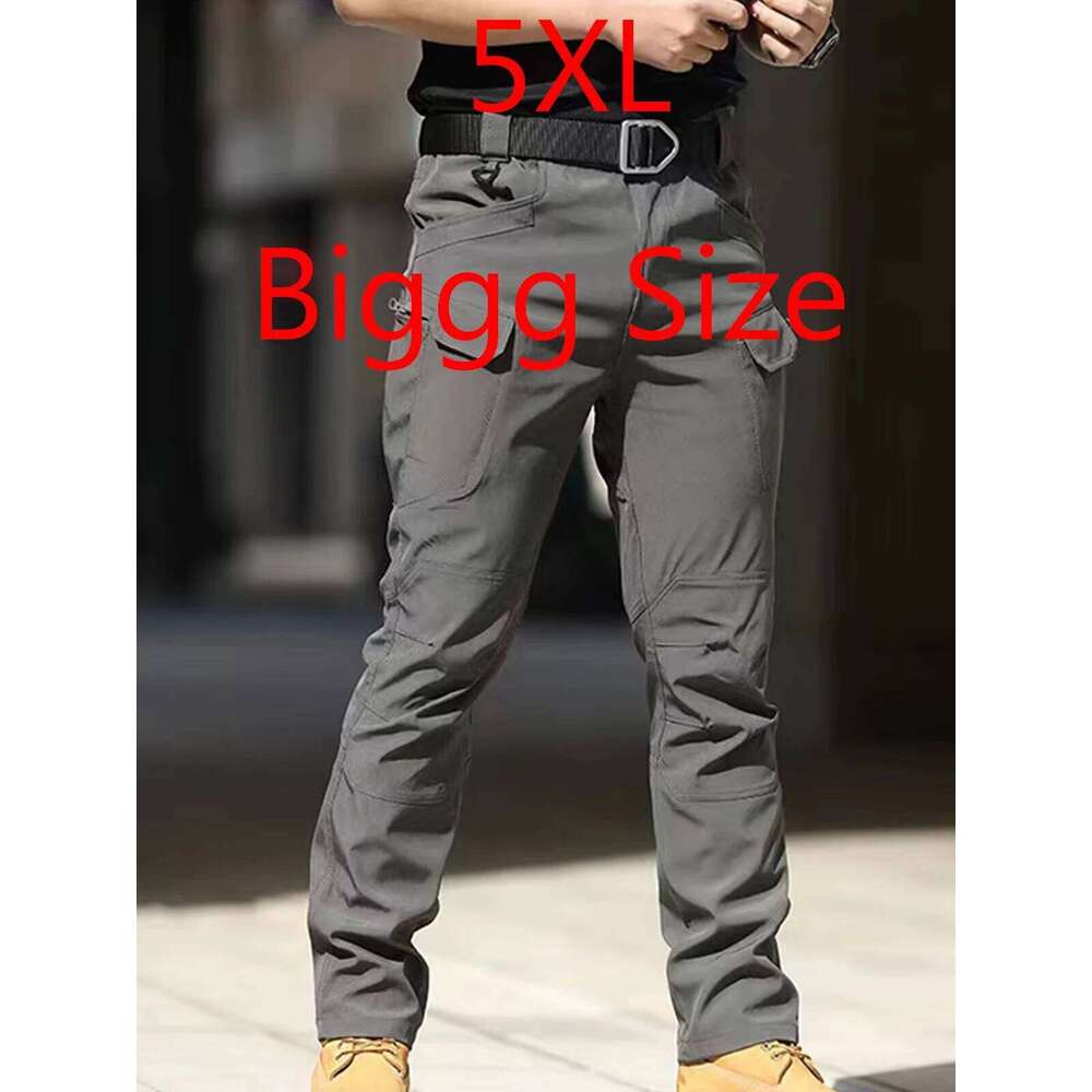 Black Cargo Plus Size Men's Elastic Tactical Pants Camping Hiking Fishing Trekking Climbing Outdoor Trousers Quick Dry Sports W260624