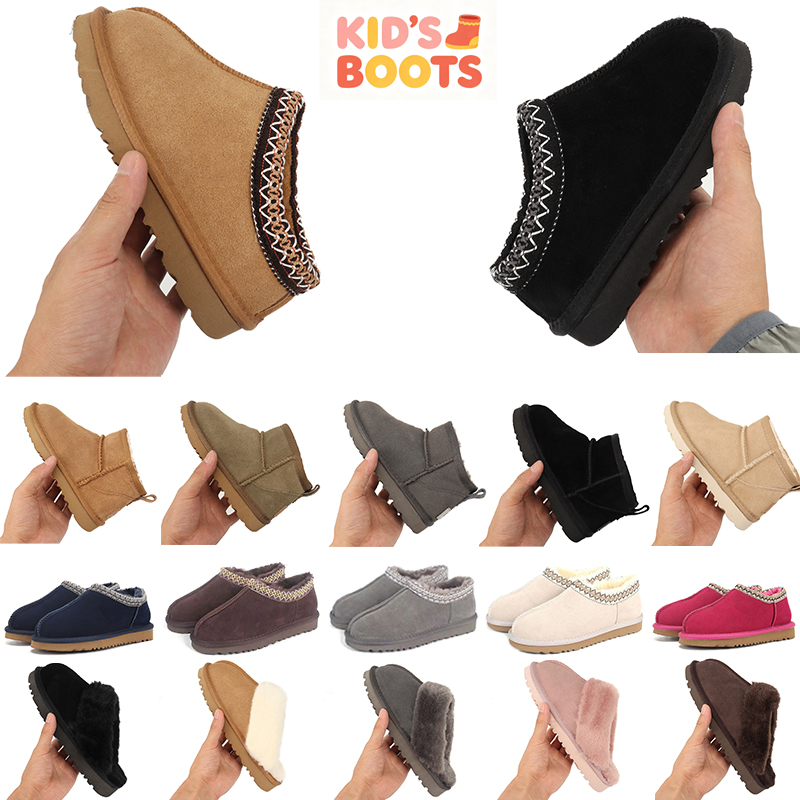 Livraison gratuite Designer Tasman Enfants Bottes Tazz Pantoufle Mini Classique Bow Bottines Plateforme Court Garçons Fourrure Sable Noir Enfants