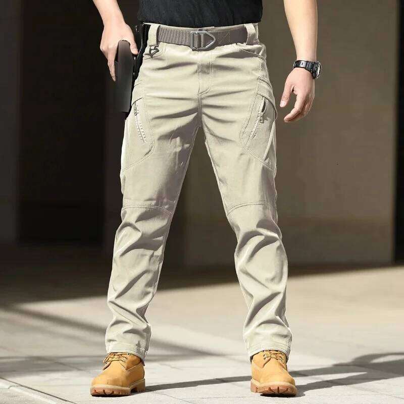 Men'S Tactical Cargo Pants - Softshell, Stretchy Fabric, Multiple Pockets, Button Fly, No Belt, All-Season Outdoor Training Pant W260624