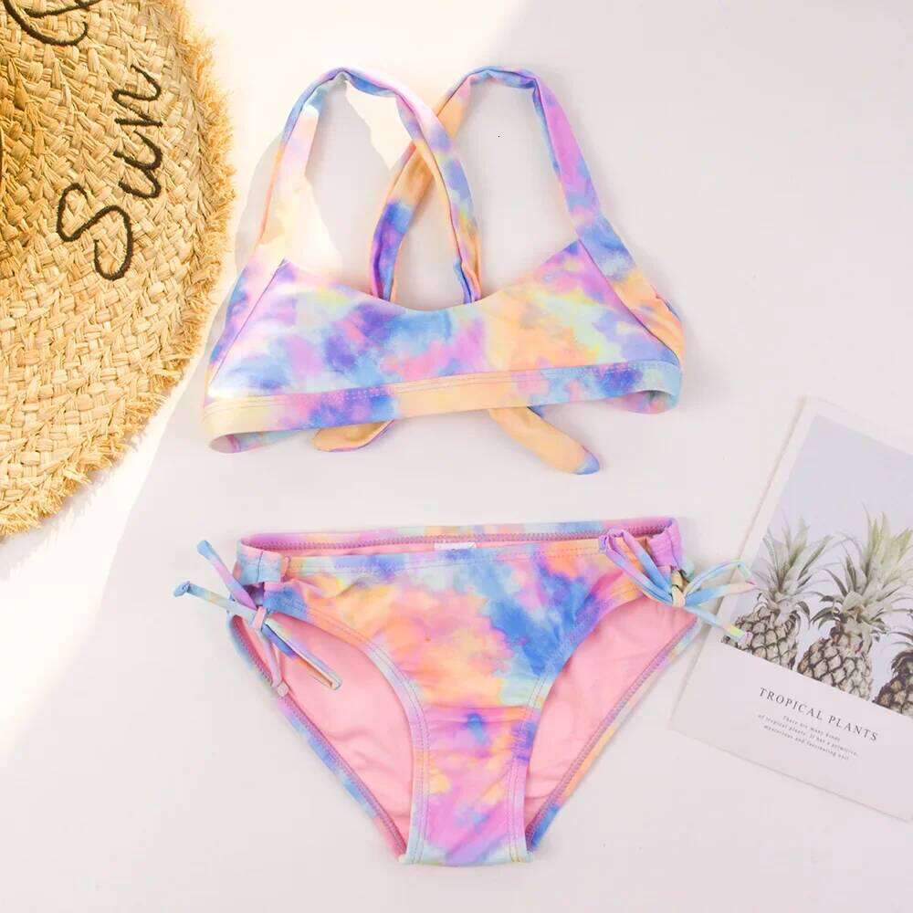Swimwear Two Pieces Swimsuits Girls Bikini Sets Kids Bathing Suits Children Beach Biquini Girl Bikinis Swimming Wear 6-14Y W260624
