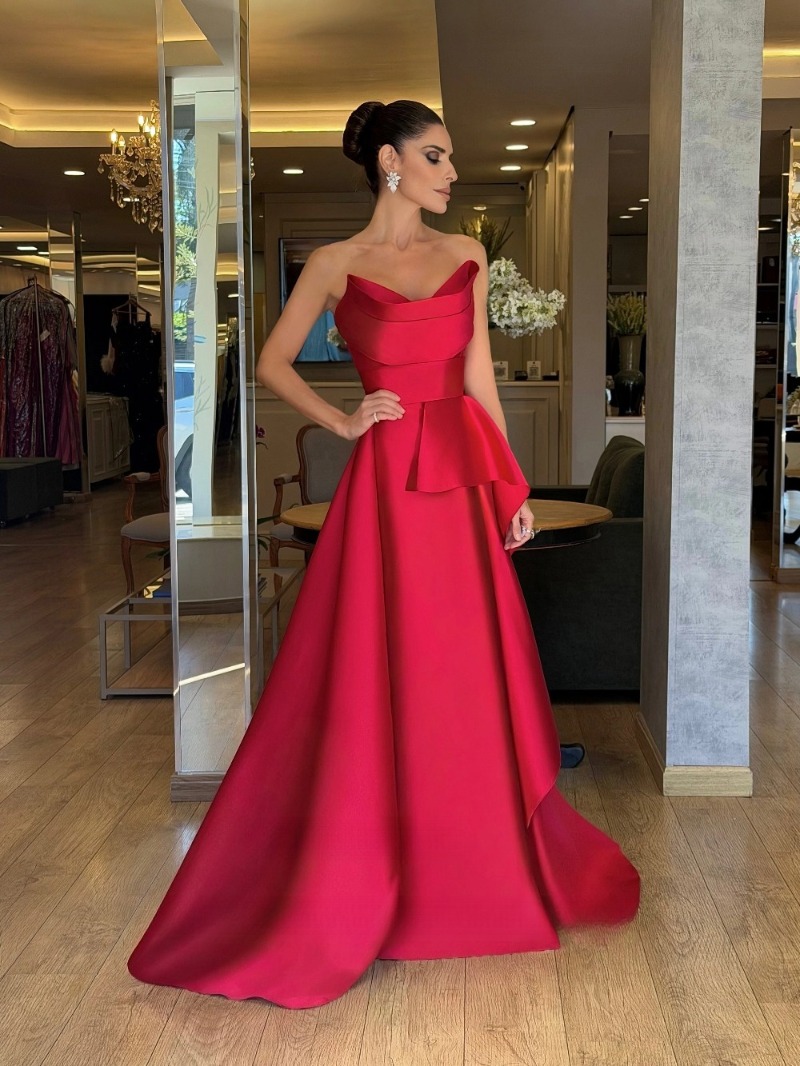 a line satin prom dresses pleated high slit long formal womens evening party occasion gowns birthday dresses custom made color size