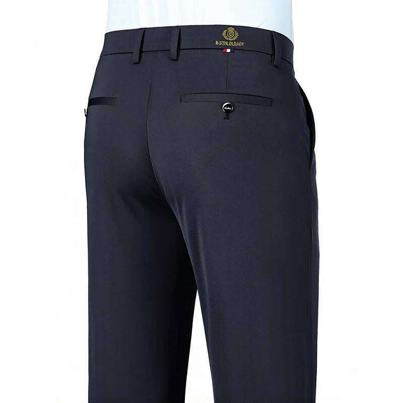 2026 Fashion Men's Stretch Flat Front Formal Dress Black Navy Office Work Pants for Business Party Commuting W260624