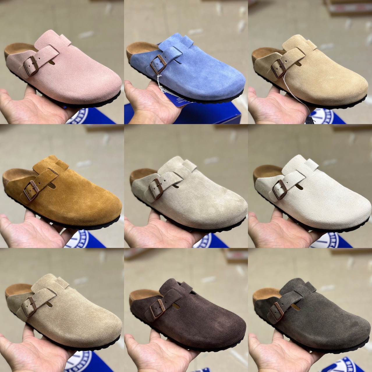 designer sliders mens slippers sandals birkenstick sandal Boston Suede Soft Footbed Clog Mules mens womens suede clogs mules shoes leather clog sand