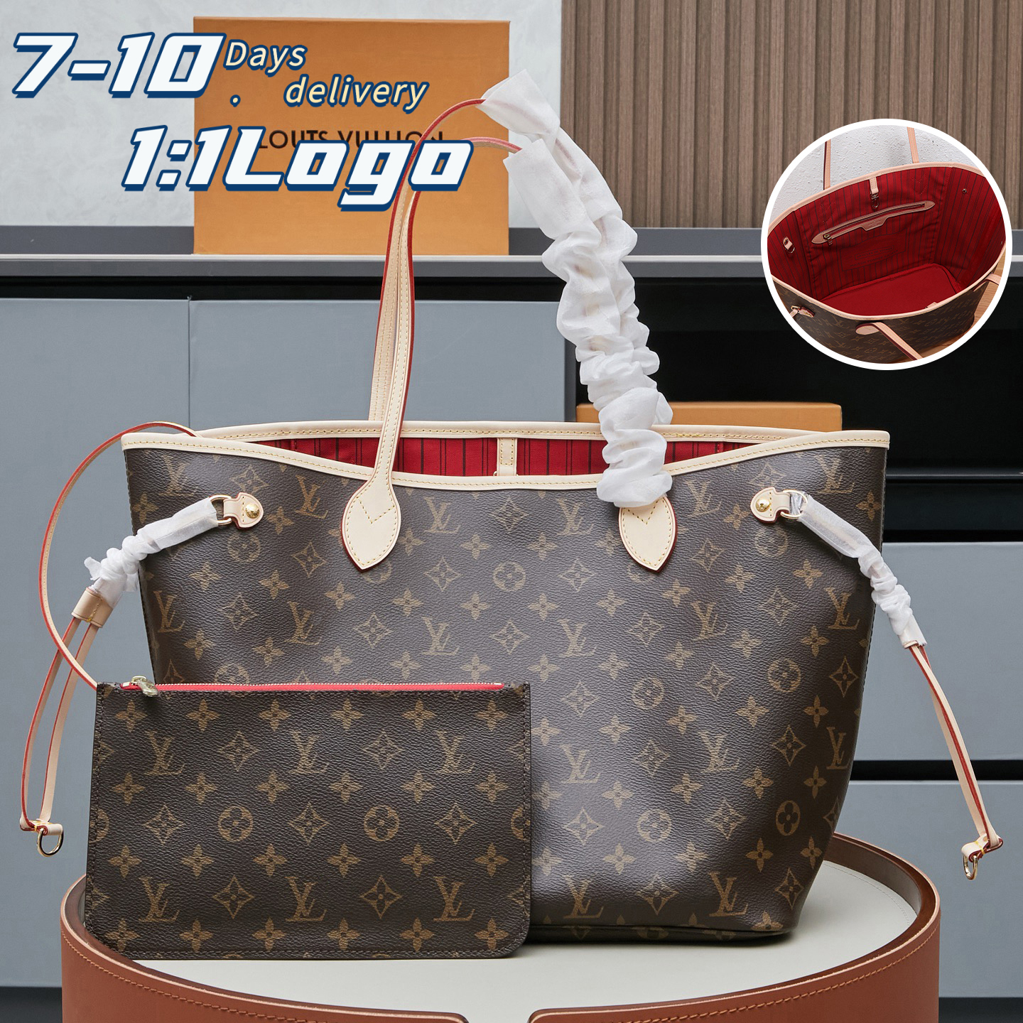 10A Designer Monogram tote Luxury Womens large capacity Damier Ebene handbag High quality leisure travel sub mother Beach bag Wallet purse
