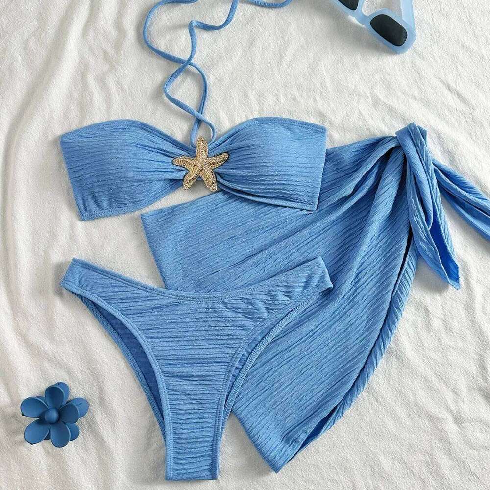 Hot Women's bikini 3pcs beach sexy split set adult fitness swimming hot spring strapless triangle swimsuit W260624